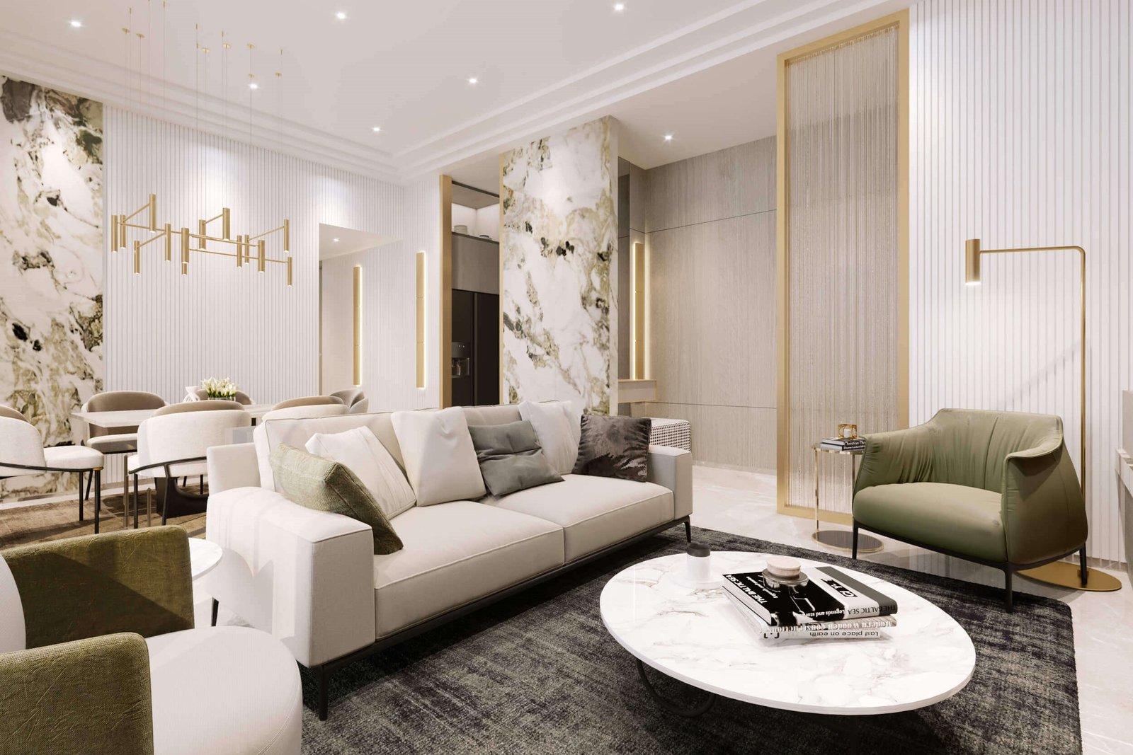 Modern living room designed by luxury interior designers in Hyderabad